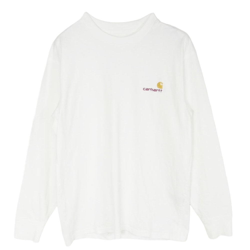 Carhartt カーハート American Script LS アメリカン スクリプト ロゴ刺繍 長袖 Tシャツ ホワイト系 S【中古】