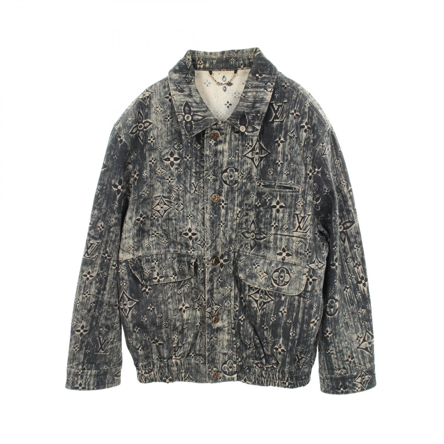 ルイ・ヴィトン LOUIS VUITTON モノグラムテーラード デニムジャケット 衣料品 アウター コットン メンズ グリーン系 【中古】