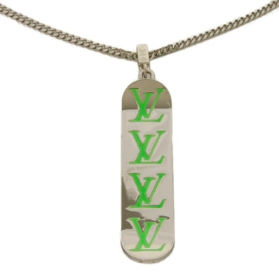 LOUIS VUITTON ルイ・ヴィトン ペンダント スケートボード LVロゴ 22SS ヴァージルアブロー エナメル スケボー シルバー チェーン 60cm 調節可能 モノグラム グリーン ネックレス MP3277