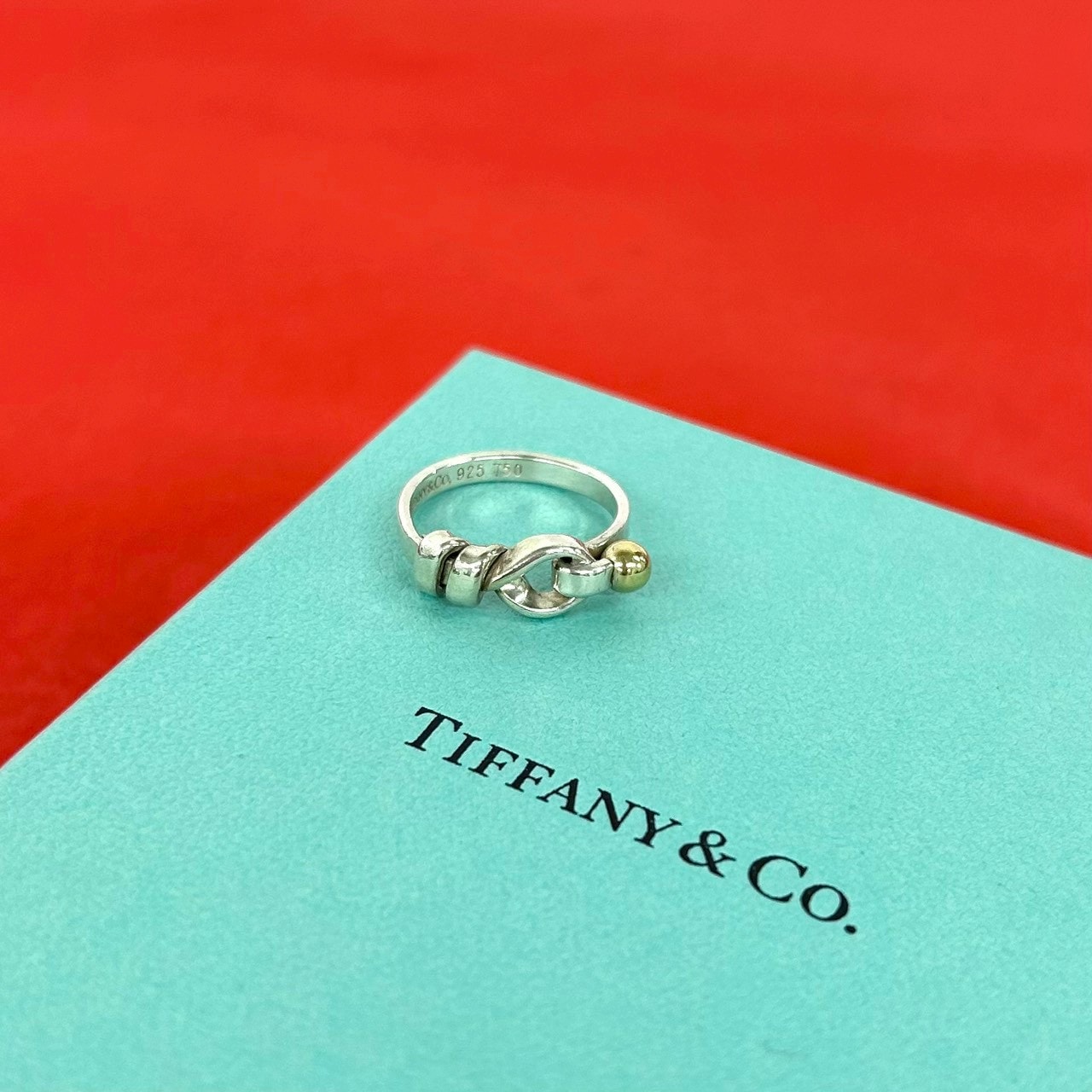 TIFFANY&Co. ティファニー ラブノット リング フック&アイ シルバー925 K18イエローゴールド リング・指輪 8号 シルバー
 00149