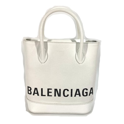 バレンシアガ BALENCIAGA ヴィルXXS 596159 ロゴ 2WAY ハンドバッグ トートバッグ 斜め掛け ショルダーバッグ レザー ホワイト 美品
