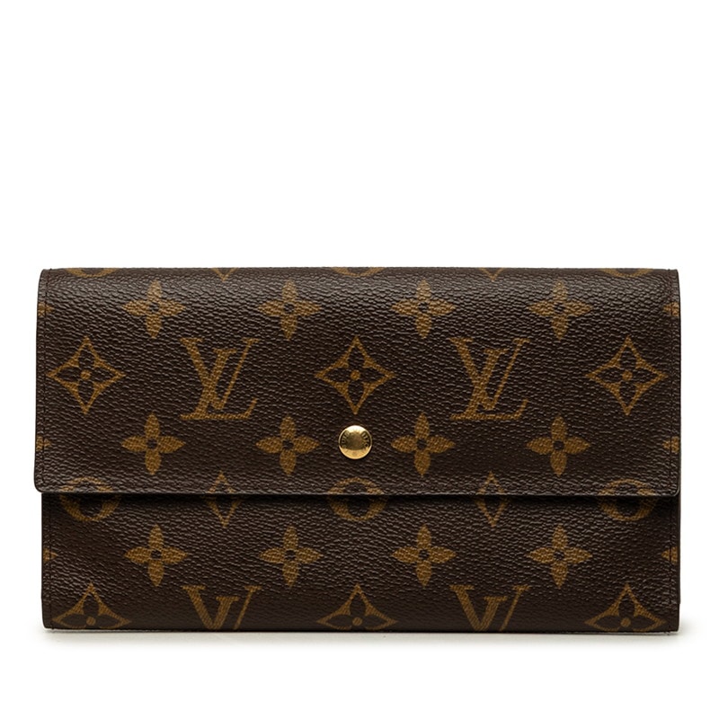 ルイ ヴィトン モノグラム ポルトトレゾール インターナショナル 長財布 M61215 ブラウン PVC レザー レディース LOUIS VUITTON 中古