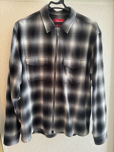 Supreme Shadow Plaid Flannel Zip Up Shirt "Black"