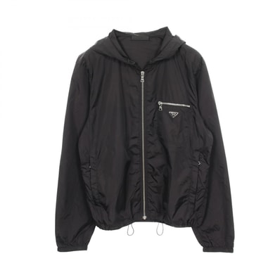 プラダ PRADA Re-Nylonトライアングルロゴ フード付き 衣料品 アウター ナイロン メンズ ブラック系 【中古】