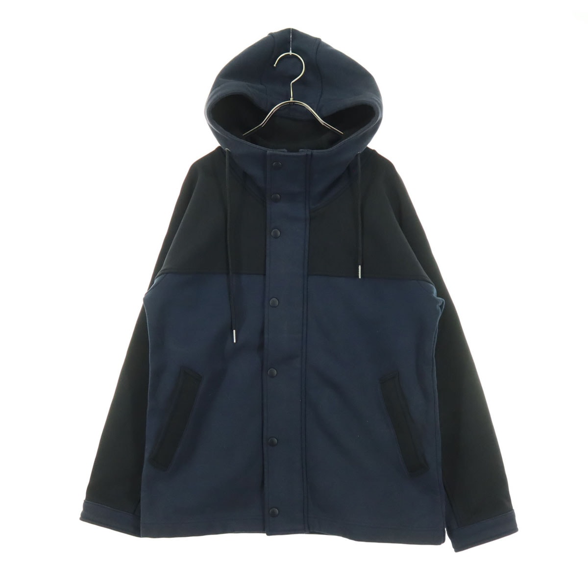 BEAMS HEART ビームスハート ツートンカラー 長袖 ジップ ボタン フーディジャケット S ネイビー