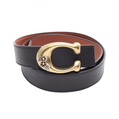コーチ COACH Tea Rose シグネチャーバックル リバーシブル ベルト 衣料品 レザー レディース ブラック系 / ブラウン系 【中古】