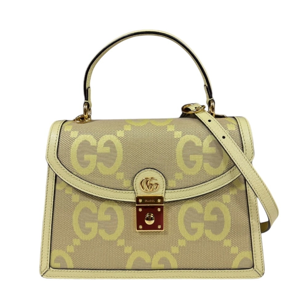 グッチ ジャンボGG ショルダーバッグ キャンバス 651055 イエロー レディース GUCCI  中古