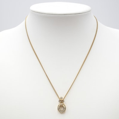 Christian Dior(クリスチャン ディオール) ラインストーン ネックレス ヴィンテージ ゴールドカラー CDロゴ レディース アクセサリー 【中古】