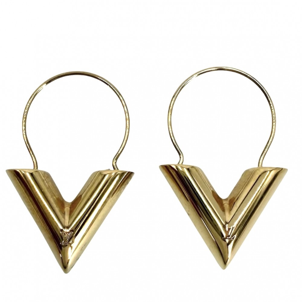 LOUIS VUITTON ルイヴィトン ピアス エセンシャルV フープピアス アクセサリー 小さめ シンプル    M61088 ゴールド レディース 約8.8g【中古品】