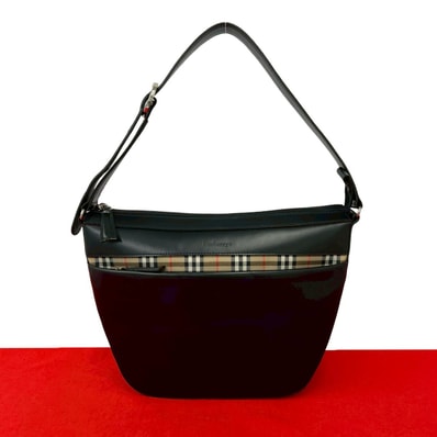 BURBERRY バーバリー ノバチェック 柄 レザー ショルダーバッグ ブラック
80334