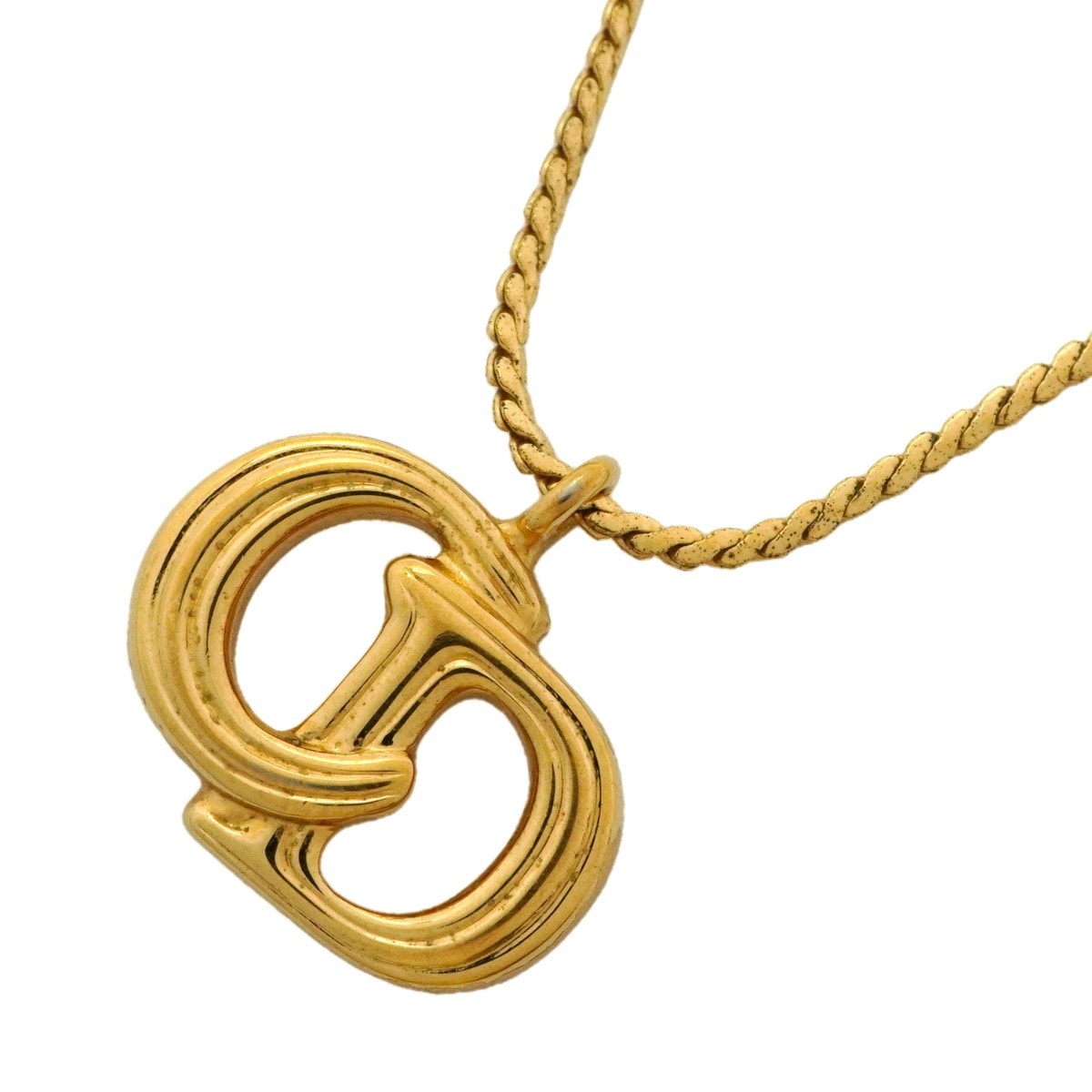 【6jbb0356-k】クリスチャンディオール ネックレス CDロゴ GPメッキ ゴールド【中古】レディース