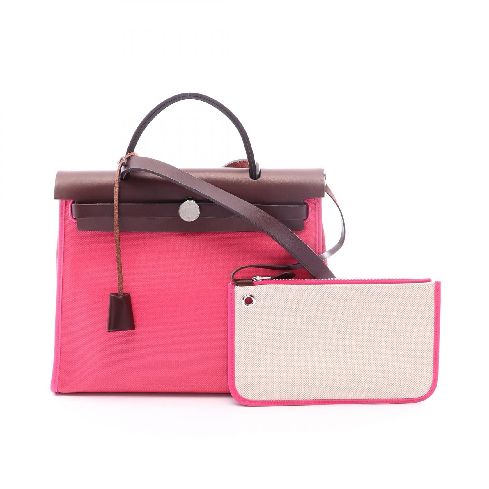 エルメス HERMES エールバッグジップPM 2WAY ハンドバッグ バッグ キャンバス レザー トワルアッシュベルリンヌ / ヴァッシュハンター トワルアッシュベルリンヌ ローズショッキング Z刻印(2021年製造) レディース