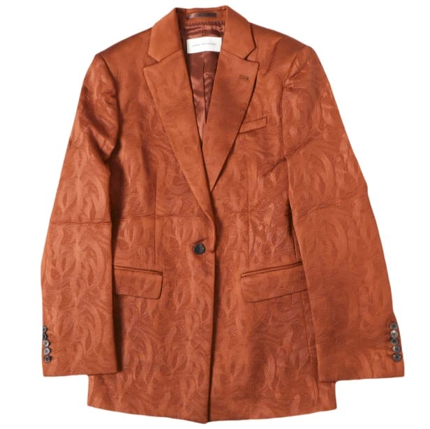 新品 DRIES VAN NOTEN ドリスヴァンノッテン 25AW BAFTAN 2162 W.W.JACKET アラベスク柄 エンボス加工 テーラードジャケット 252-010433-2162-701 36 RUST 定価204,600円 アウター