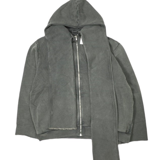 新品 CAMIEL FORTGENS カミエル フォートヘンス 24AW ポルトガル製 SCARF HOODIE スカーフ付き スウェットジップアップパーカー CF.18.02.02.01 M BLACK OLD DYE 裏毛 定価75,900円 トップス
