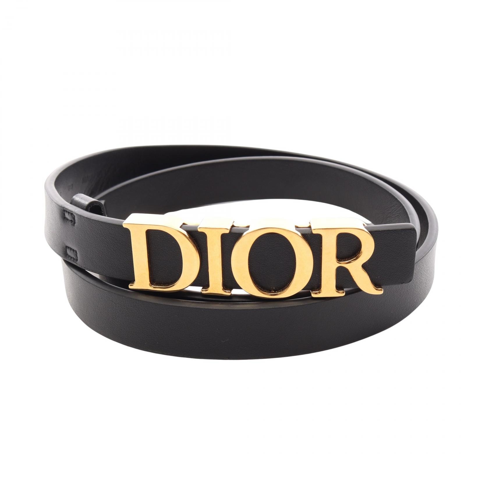 ディオール Dior D-Dream ゴールド金具 ベルト 衣料品 レザー レディース ブラック系 【中古】