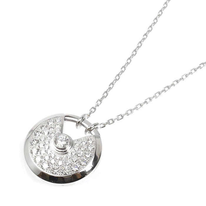 CARTIER カルティエ K18WG ホワイトゴールド アミュレット ネックレス ダイヤモンド 11.8g 60cm レディース【中古】