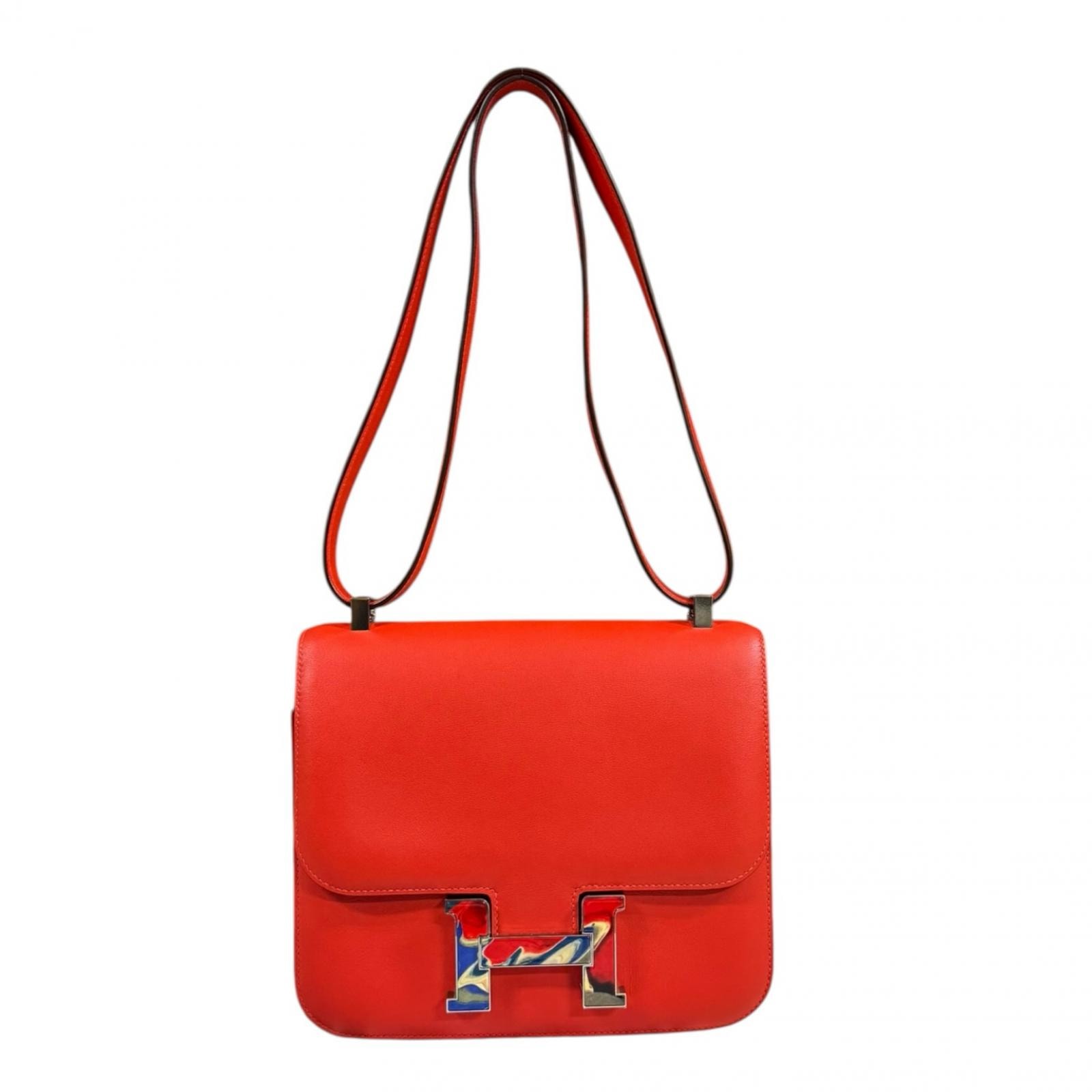 エルメス マーブルロック コンスタンスIII 24 ショルダーバッグ ヴォーエプソン オレンジ レディース HERMES  中古