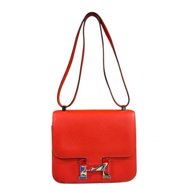 エルメス マーブルロック コンスタンスIII 24 ショルダーバッグ ヴォーエプソン オレンジ レディース HERMES 中古