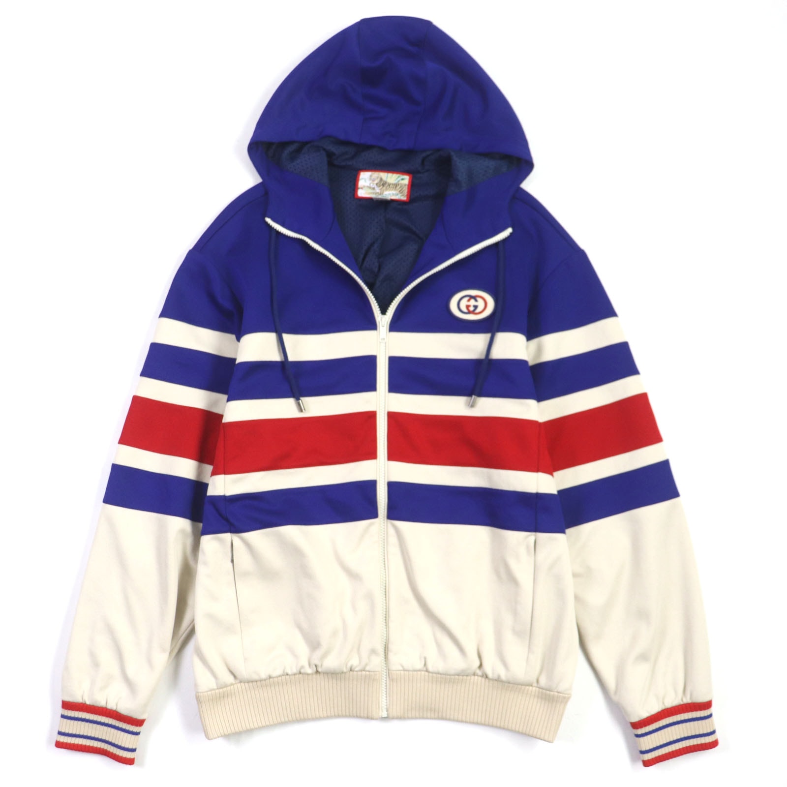 美品 グッチ
 トラックジャケット TIGER ブルー ベージュ レッド メンズ XS 683516