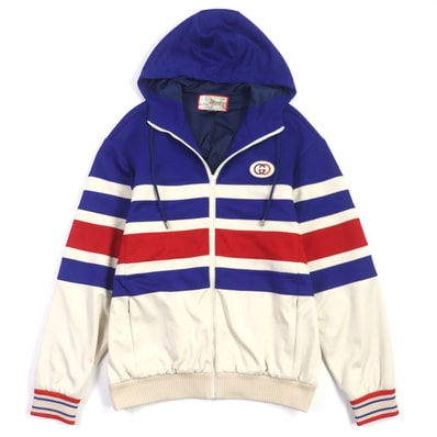 美品 グッチ
トラックジャケット TIGER ブルー ベージュ レッド メンズ XS 683516