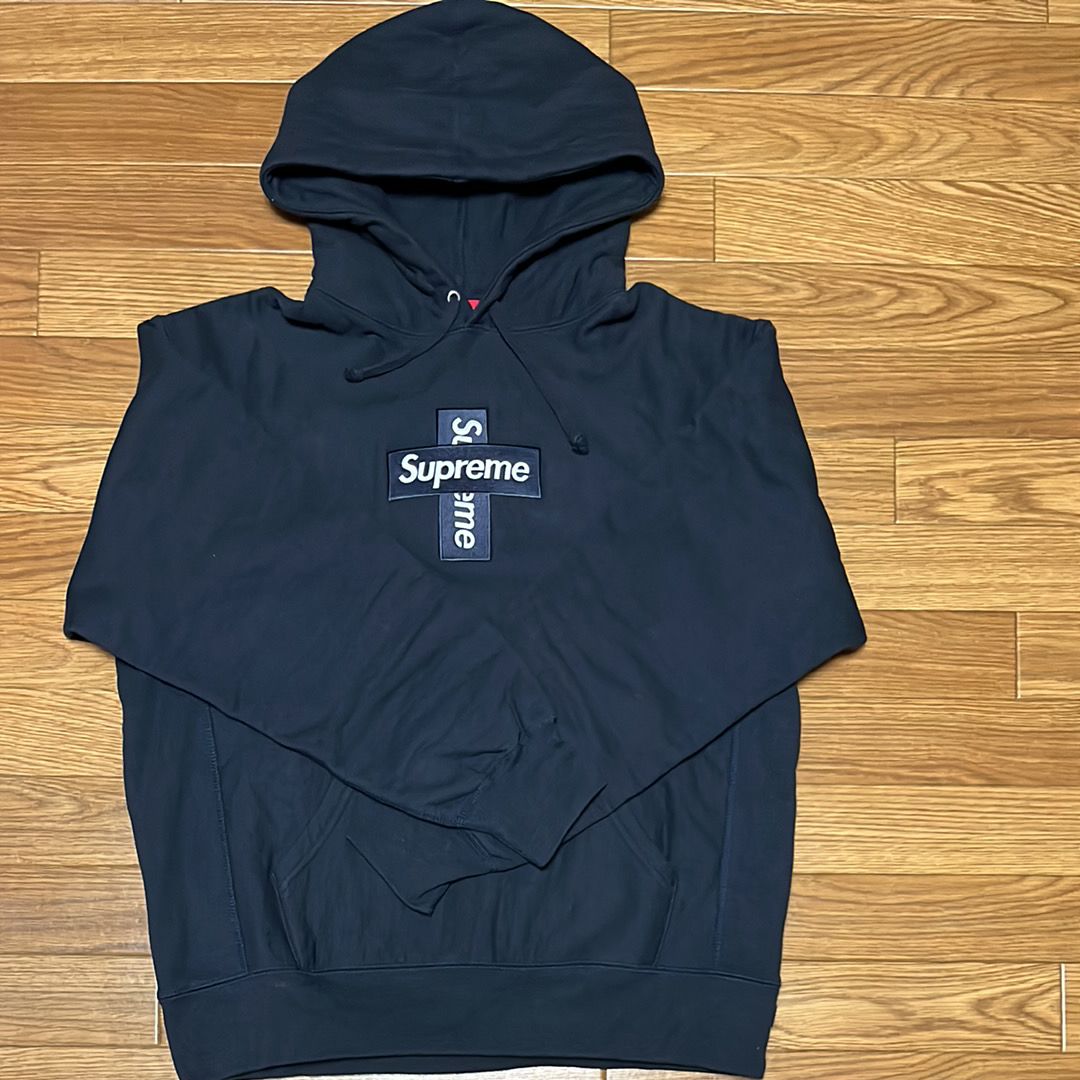 Supreme Cross Box Logo Hooded Sweatshirt "Navy"