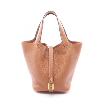 エルメス HERMES ピコタンロックPM ハンドバッグ バッグ レザー トリヨンクレマンス トリヨンクレマンス ゴールド レディース ブラウン系 【中古】