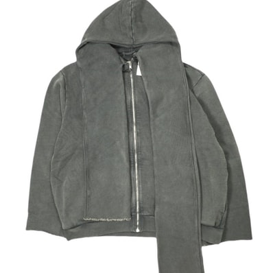 新品 CAMIEL FORTGENS カミエル フォートヘンス 24AW ポルトガル製 SCARF HOODIE スカーフ付き スウェットジップアップパーカー CF.18.02.02.01 S BLACK OLD DYE 裏毛 定価75,900円 トップス