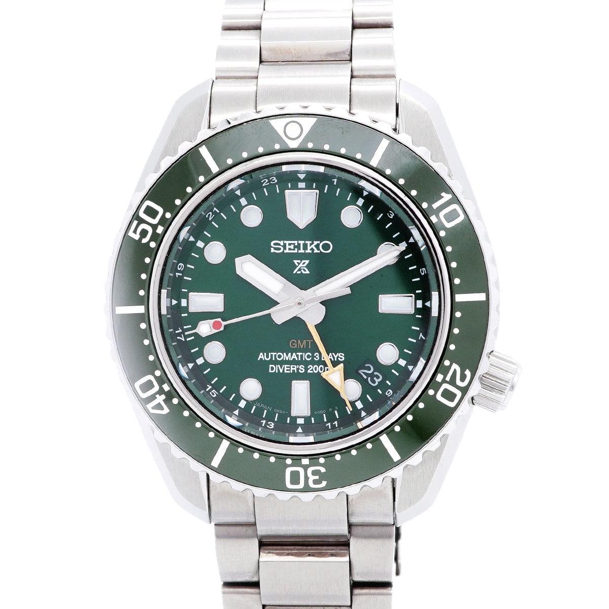 【6wka0062】セイコー プロスペックス ダイバースキューバ GMT SBEJ009/6R54-00D0 グリーン文字盤【中古】腕時計 メンズ