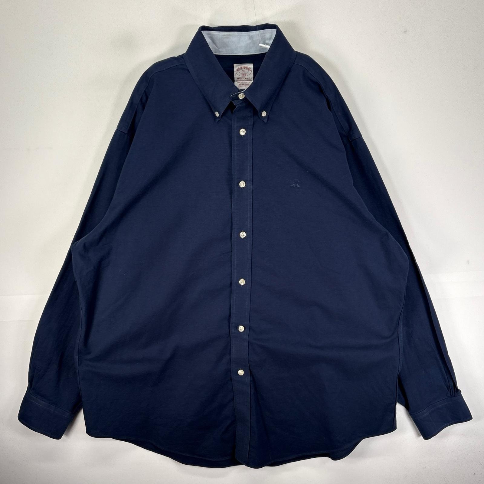古着 ブルックスブラザーズ Brooks Brothers 長袖シャツ ボタンダウン ワンポイント XL  ネイビー系 メンズ