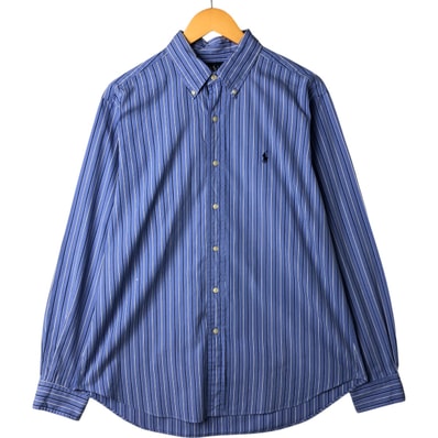 古着 ラルフローレン Ralph Lauren CLASSIC FIT クラシックフィット 長袖 ボタンダウンストライプシャツ メンズL相当/eaa563144