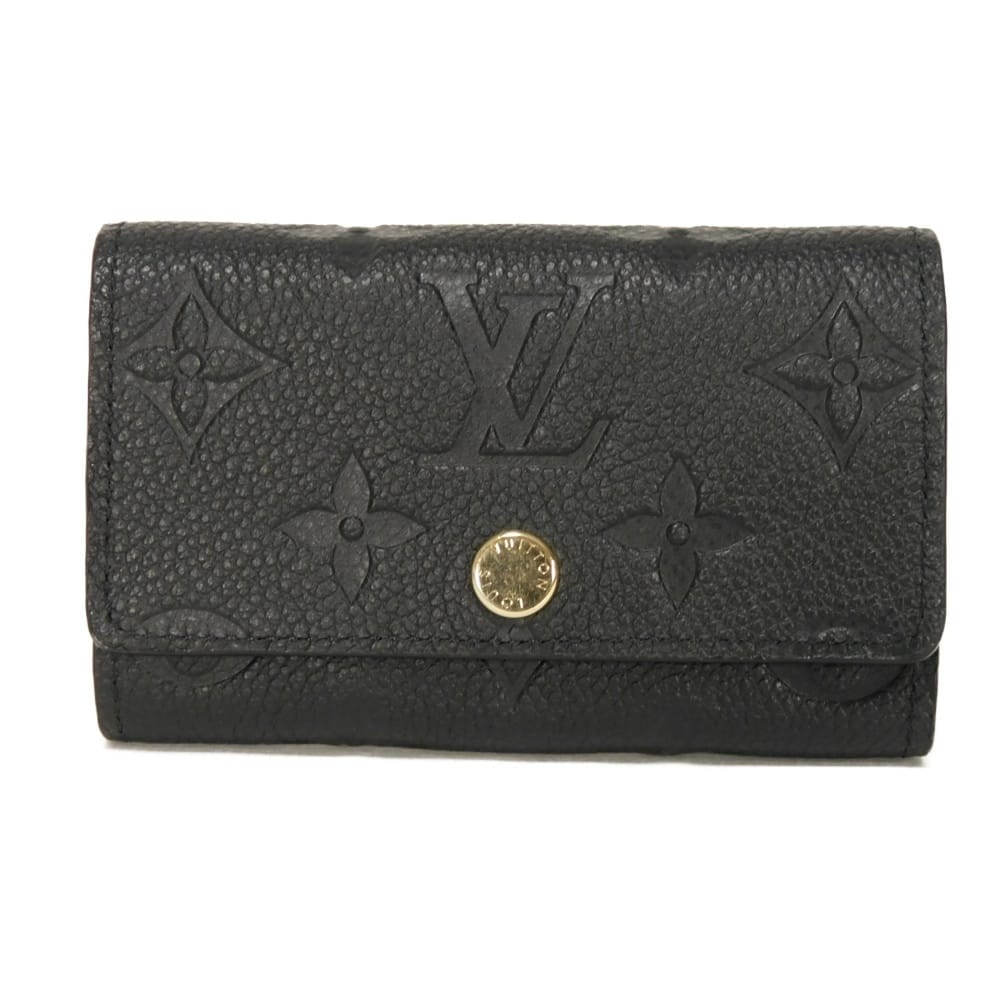 LOUIS VUITTON ルイ・ヴィトン ミュルティクレ 6 現行 LVロゴ フラワー ブラック スナップボタン 6連 キーフック 二つ折り RFID ICチップ 未使用 モノグラム アンプラント ノワール キーケース M64421