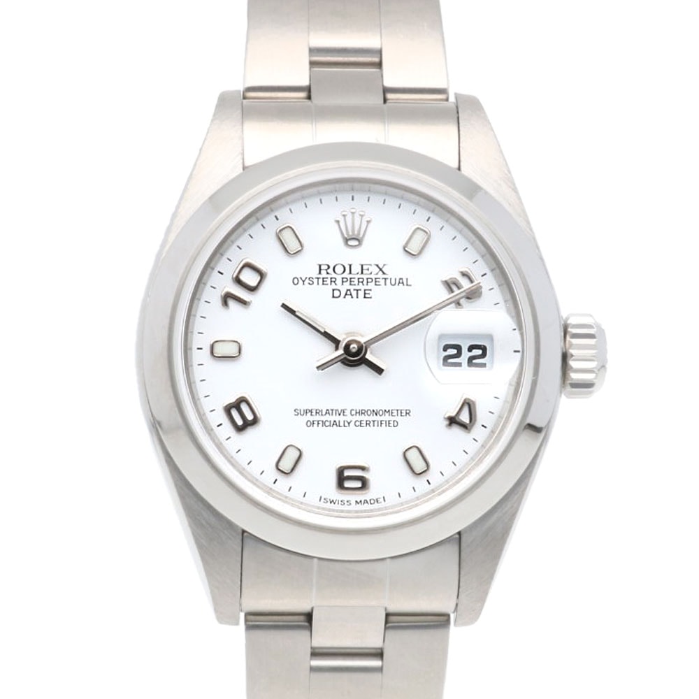 ロレックス デイト オイスターパーペチュアル 腕時計 時計 ステンレススチール 79160 自動巻き オーバーホール済 磨き直し済 P番 レディース 1年保証 ROLEX 中古