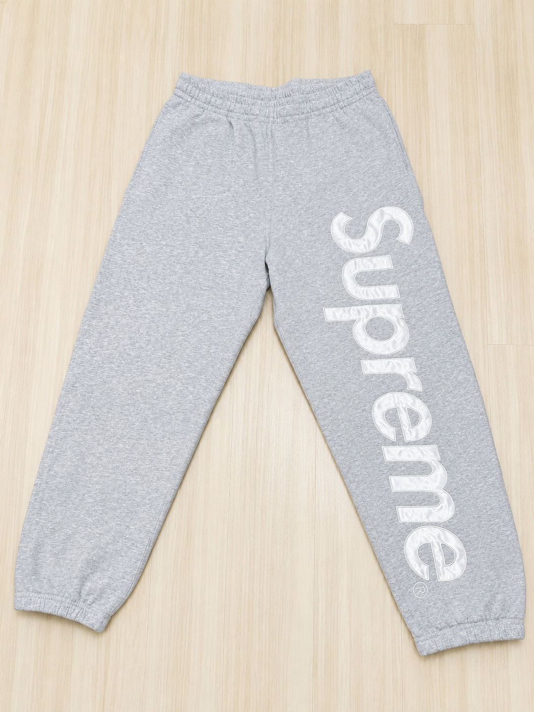 Supreme Satin Applique Sweatpant (23FW) "Ash Grey"