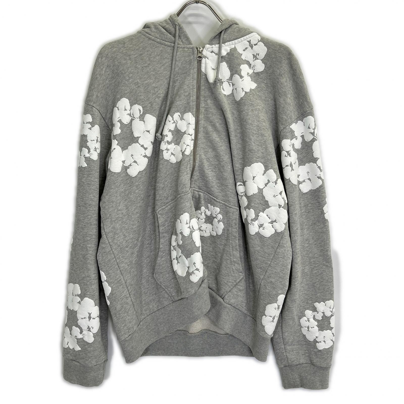 デニムティアーズ グレー コットン Wreath Zip Hoodie M
