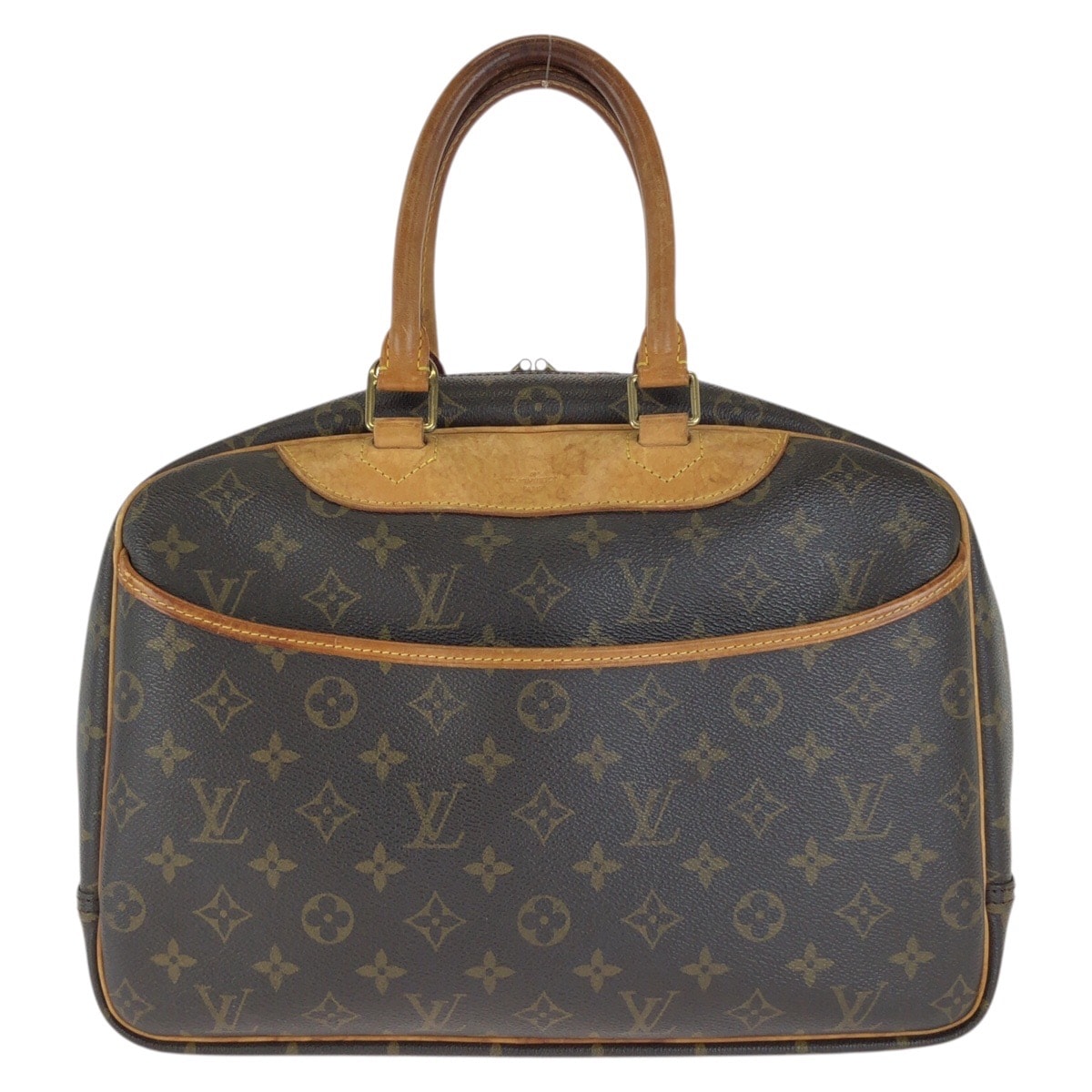 LOUIS VUITTON ルイヴィトン モノグラム ドーヴィル ブラウン ゴールド金具 PVC レザー/ ハンドバッグ 1-0294278 【中古】