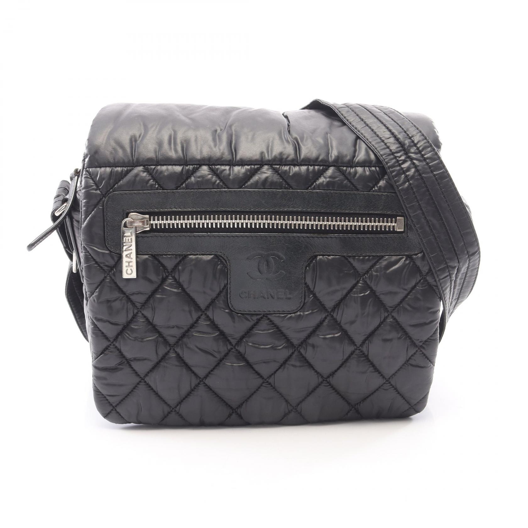 シャネル CHANEL コココクーン スモール メッセンジャー ショルダーバッグ バッグ ナイロン レザー レディース ブラック系 A48616 【中古】