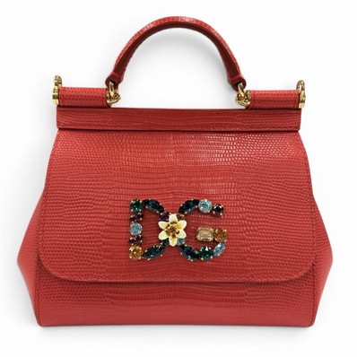 極美品 ドルチェ&ガッバーナ ハンドバッグ SICILY レッド レディース