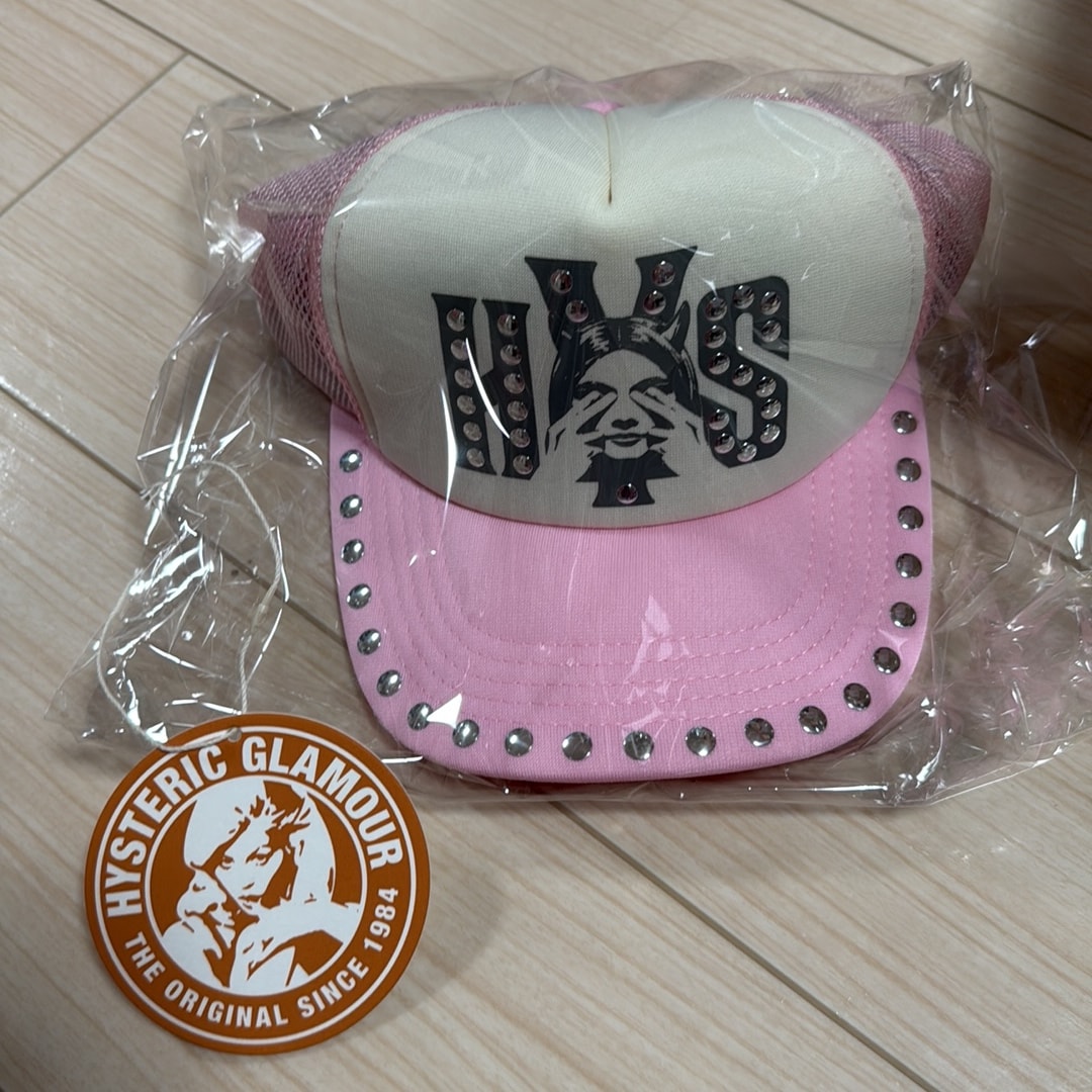 HYSTERIC GLAMOUR See No Evil Studded Mesh Cap "Pink"