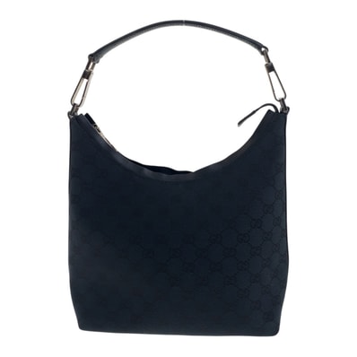 美品 GUCCI グッチ ブラック 黒 シルバー金具 GGキャンバス ショルダーバッグ 肩掛け 504391 【中古】