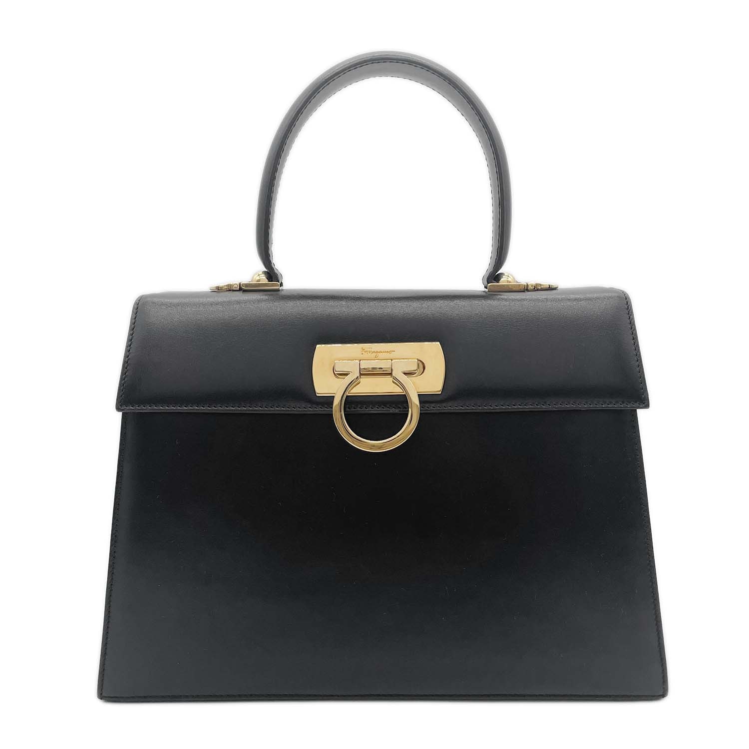 Salvatore Ferragamo サルヴァトーレフェラガモ アイコニック ヴィンテージ ガンチーニ ショルダーバッグ
 トップハンドル 2WAY ショルダーバッグ レザー メタル ブラック レディース
 【中古】