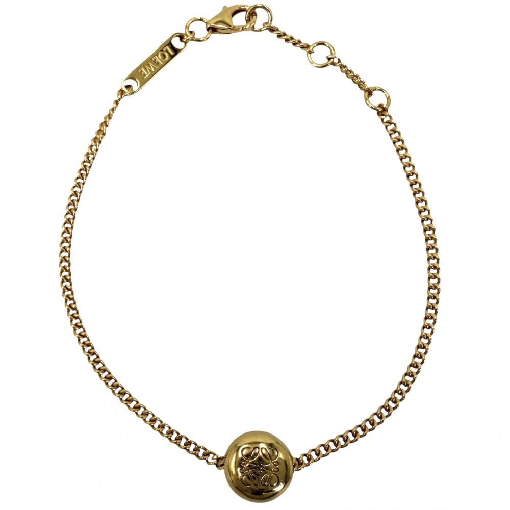 LOEWE ロエベ ブレスレット アナグラム ぺブル アクセサリー ジュエリー アジャスター付き シルバー925    JANB240X06 ゴールド ユニセックス 約4.2g【中古品】