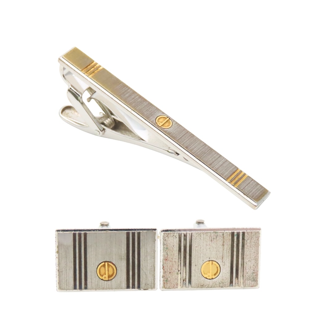 【中古】 ダンヒル タイピン カフスセット メッキ メタル シルバー ゴールド ビジネス アクセサリー 小物 メンズ 男性 Dunhill
