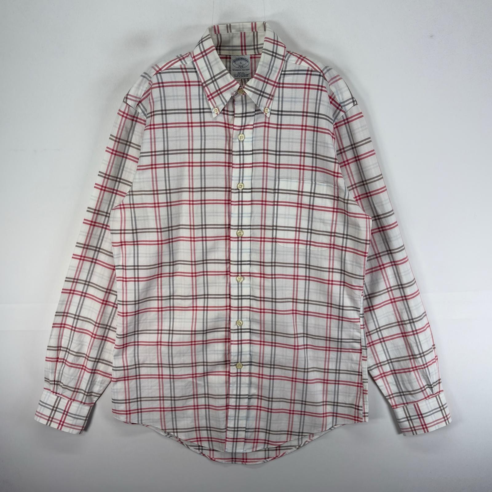 古着 ブルックスブラザーズ Brooks Brothers 長袖シャツ ボタンダウン 胸ポケット S レッド系 チェック メンズ