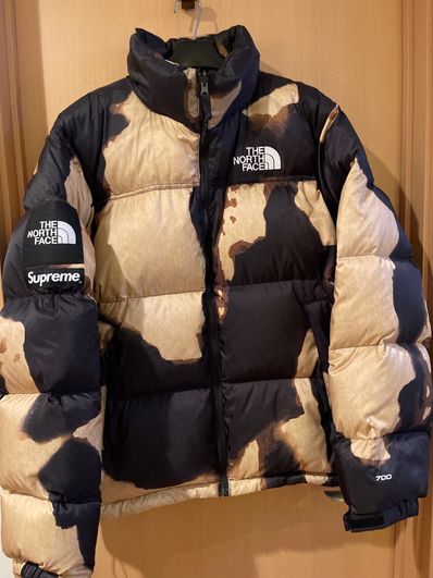Supreme x The North Face Bleached Denim Print Nuptse Jacket "Black"
