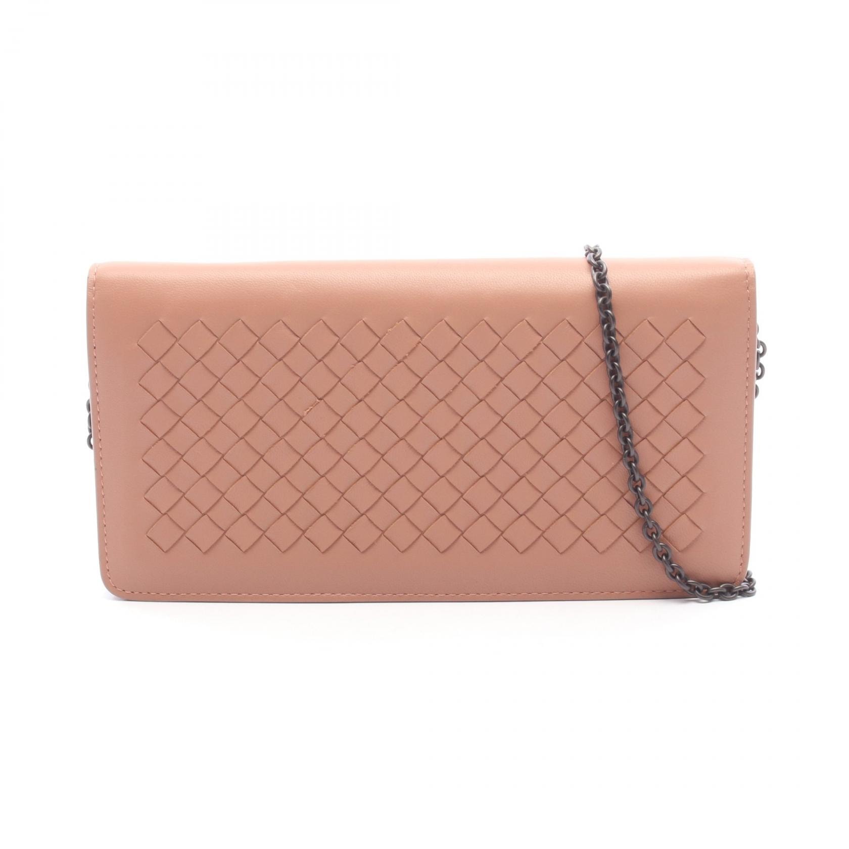 ボッテガヴェネタ BOTTEGA VENETA イントレチャート ショルダーバッグ バッグ ラムスキン(羊革) レディース ピンク系 【中古】