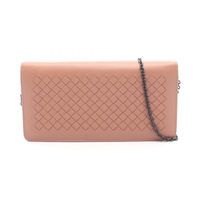 ボッテガヴェネタ BOTTEGA VENETA イントレチャート ショルダーバッグ バッグ ラムスキン(羊革) レディース ピンク系 【中古】