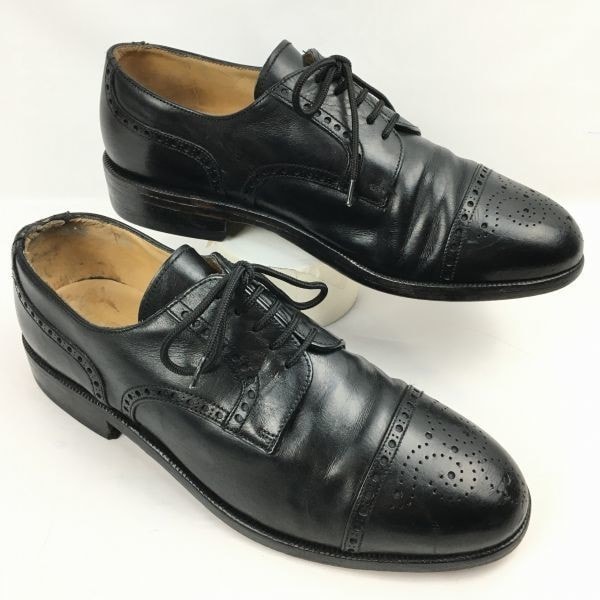 試着交換OK!BALLY/バリー サイズ7E 25.0-25.5程度 フランス製 キャップトゥ ビジネスシューズ〈黒/BLACK/ブラック〉 オールレザー メンズ/管NO.ZH-77