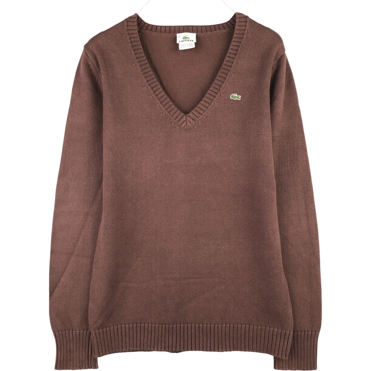 古着 ラコステ LACOSTE Vネック コットンニットセーター レディースM相当/eaa401016