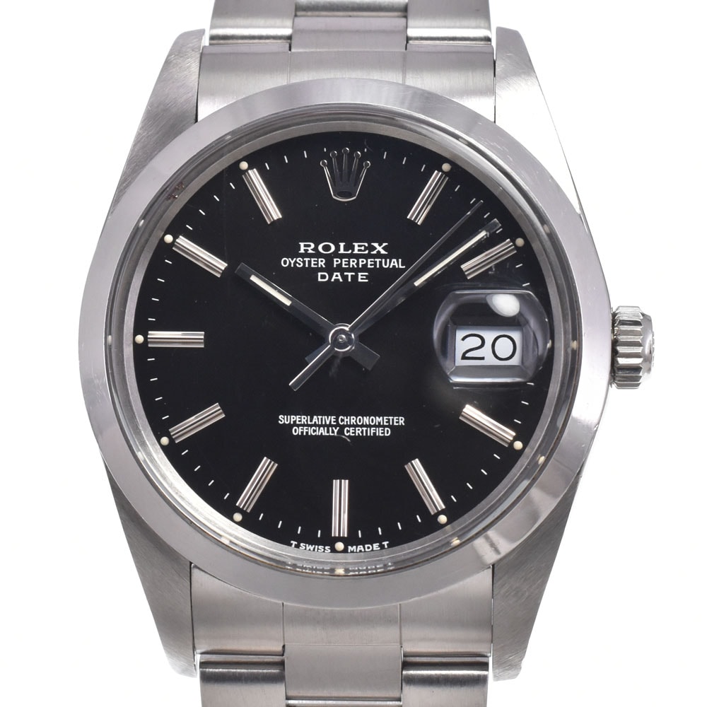 ロレックス ROLEX 15000 ヴィンテージ オイスターパーペチュアル デイト Cal.3035 ブラック 自動巻き メンズ 良品 腕時計 M#150677