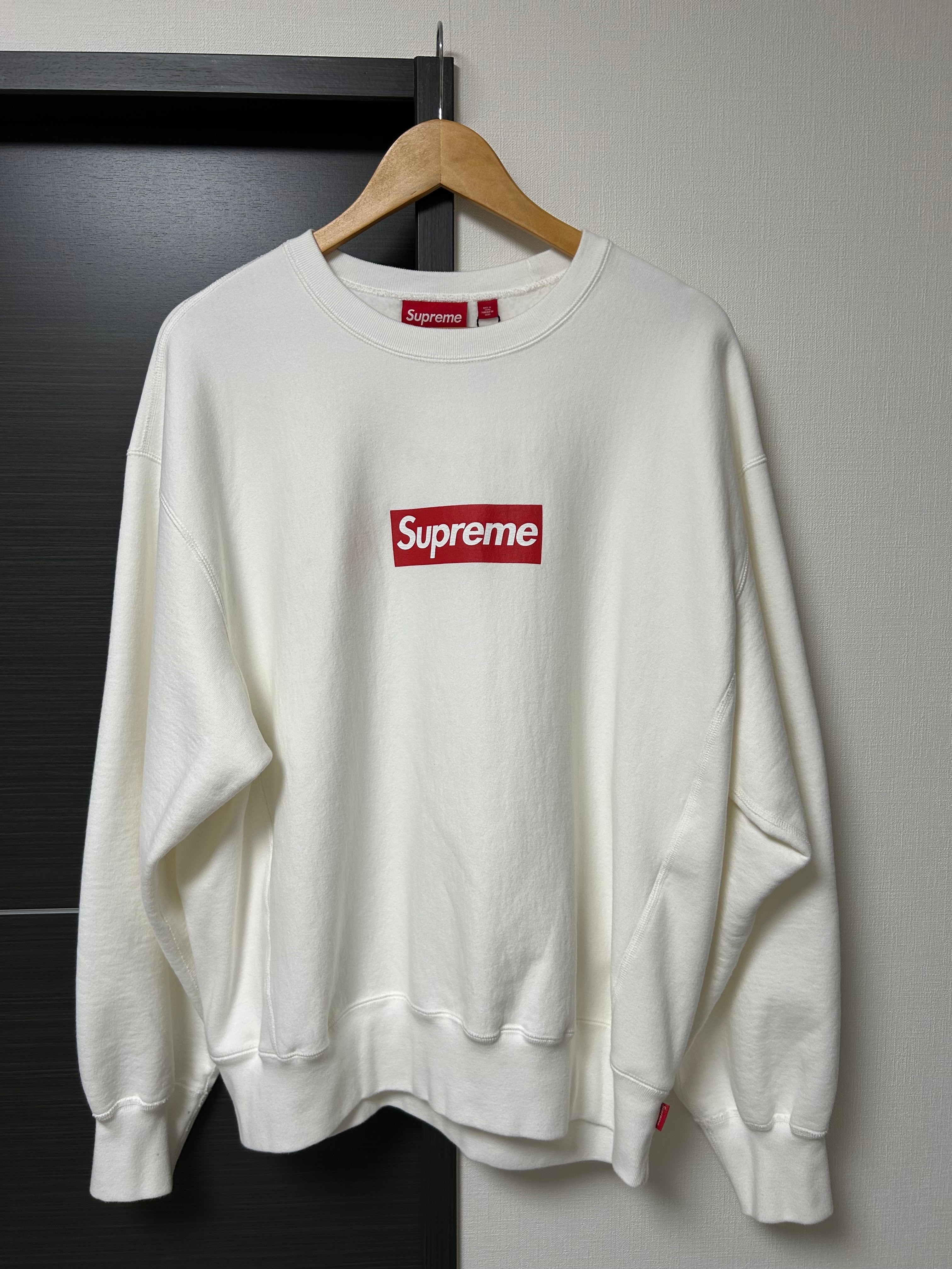 Supreme Washed Box Logo Crewneck "White"